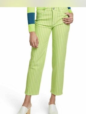 VICTOR GLEMAUD x TARGET Acid Lime/Cloud Pinstripe High Rise Straight Leg Jean’s